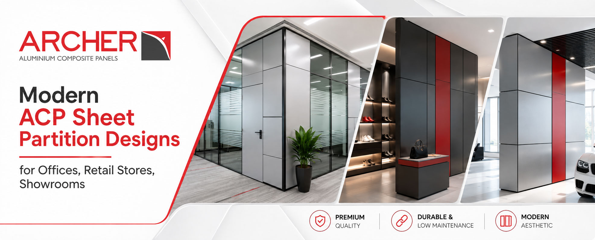Modern ACP Sheet Partition Designs for Offices, Retail Stores, Showrooms